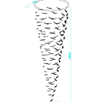 Đèn chùm pha lê thả thông minh PL045 gồm 109 lá lông vũ mau trắng, 29 mắt COB dimmer có điều khiển xa, mâm tròn inox gương trắng, KT(mm): D1500 x H4500